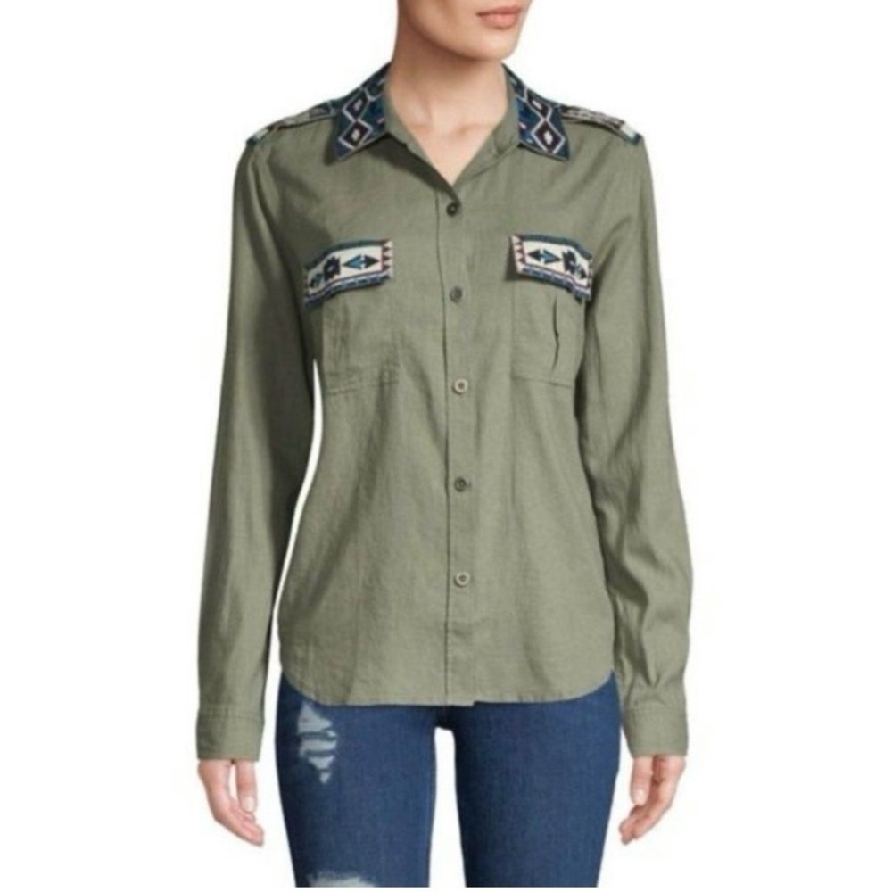 Rails Kona Sage Color Button up Long Sleeve Northwestern Inspired Shirt Sz S